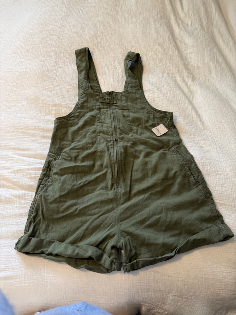 Free People Olive Green Short Overalls Romper